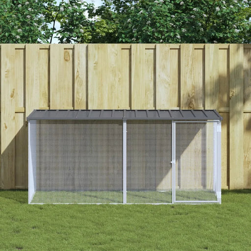 Galvanised Steel Chicken Cage with Roof in Anthracite (203 x 98 x 90cm) - Little and Giant Explorers vidaXL