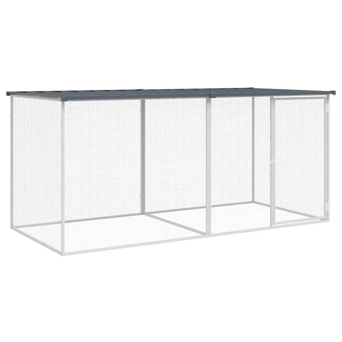 Galvanised Steel Chicken Cage with Roof in Anthracite (203 x 98 x 90cm) - Little and Giant Explorers vidaXL