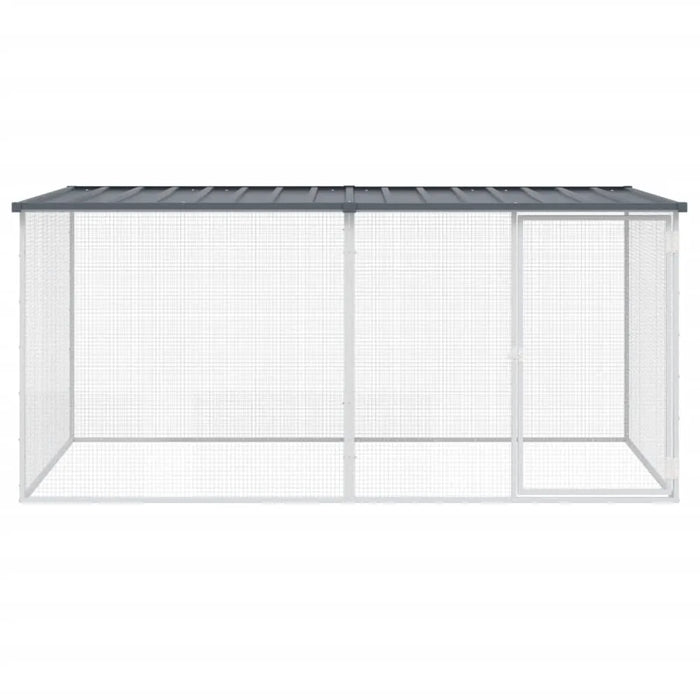 Galvanised Steel Chicken Cage with Roof in Anthracite (203 x 98 x 90cm) - Little and Giant Explorers vidaXL