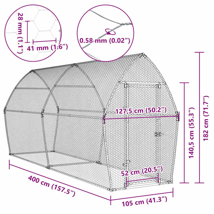 Galvanised Steel Chicken Coop | Spacious Walk-In Run with Secure Garden Enclosure VIDAXL - Little and Giant Explorers vidaXL