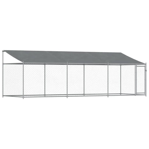 Galvanised Steel Dog Cage with Roof and Door in Grey (6 x 2 x 2m) - Little and Giant Explorers vidaXL