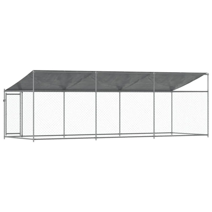 Galvanised Steel Dog Cage with Roof and Door in Grey (6 x 2 x 2m) - Little and Giant Explorers vidaXL