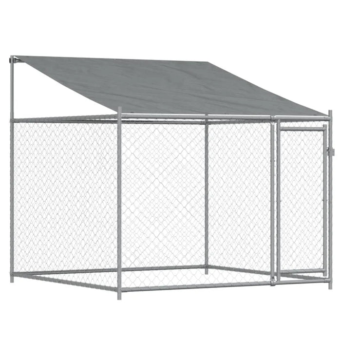 Galvanised Steel Dog Cage with Roof and Door in Grey (6 x 2 x 2m) - Little and Giant Explorers vidaXL