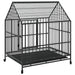 Galvanised Steel Dog Cage with Wheels in Black (100 x 77 x 115cm) - Little and Giant Explorers vidaXL