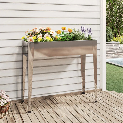 Galvanised Steel Garden Planter (100.5 x 40.5 x 90cm) - Little and Giant Explorers vidaXL