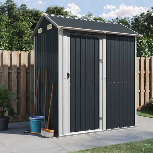 Galvanised Steel Garden Shed in Anthracite (192 x 152.5 x 237cm) - Little and Giant Explorers vidaXL