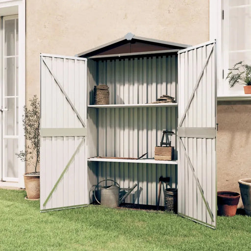 Galvanised Steel Garden Shed in Brown (116 x 45 x 175cm) - Little and Giant Explorers vidaXL