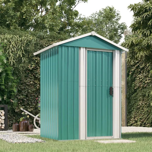 Galvanised Steel Garden Shed in Green (126 x 97.5 x 177cm) - Little and Giant Explorers vidaXL