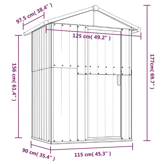 Galvanised Steel Garden Shed in Green (126 x 97.5 x 177cm) - Little and Giant Explorers vidaXL