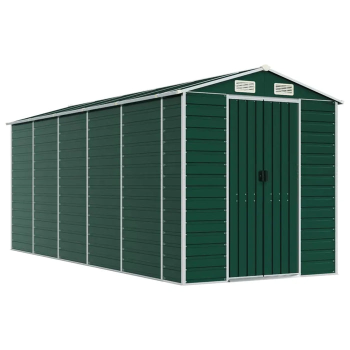 Garden Shed in Galvanised Steel and Green (191 x 470 x 198cm) - Little and Giant Explorers vidaXL