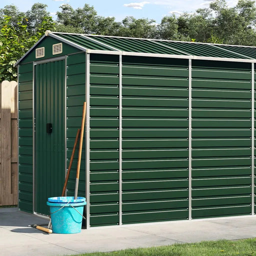 Garden Shed in Galvanised Steel and Green (191 x 470 x 198cm) - Little and Giant Explorers vidaXL