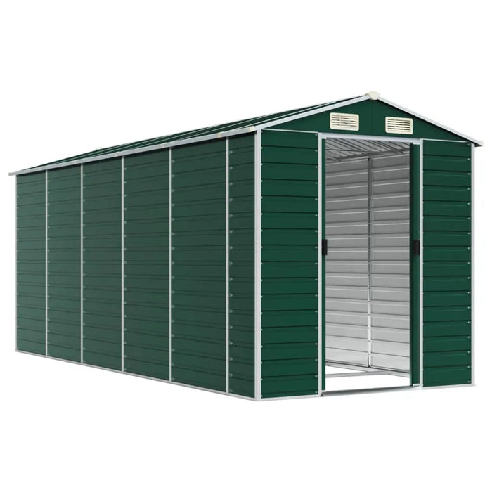 Garden Shed in Galvanised Steel and Green (191 x 470 x 198cm) - Little and Giant Explorers vidaXL