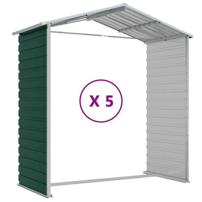 Garden Shed in Galvanised Steel and Green (191 x 470 x 198cm) - Little and Giant Explorers vidaXL