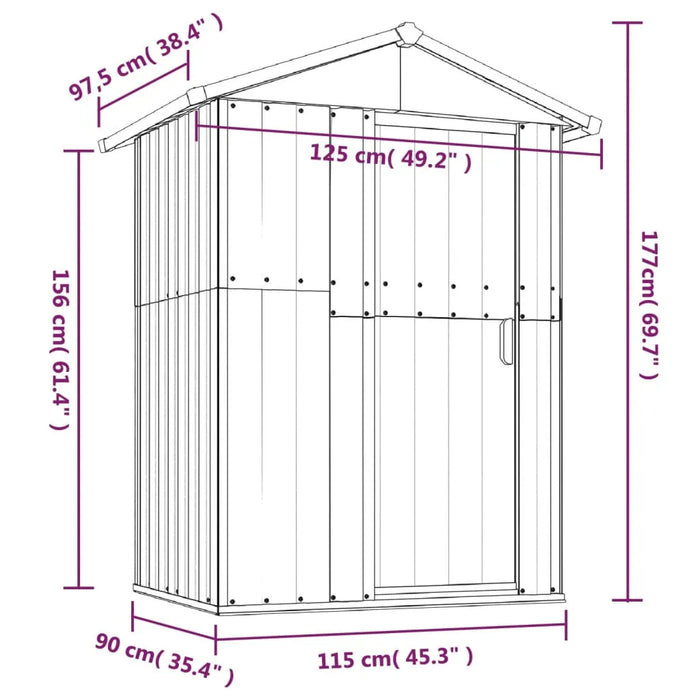 Galvanised Steel Garden Shed in Grey (126 x 97.5 x 177cm) - Little and Giant Explorers vidaXL