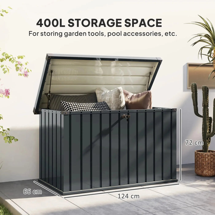 Galvanised Steel Garden Storage Box 400L - Little and Giant Explorers Outsunny