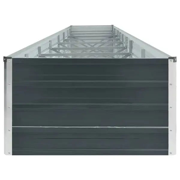 Anthracite galvanized steel raised garden bed with open bottom, 600x80x45cm, modern planter