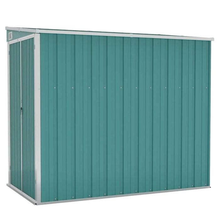 Galvanised Steel Wall-Mounted Garden Shed in Green (118 x 194 x 178cm) - Little and Giant Explorers vidaXL