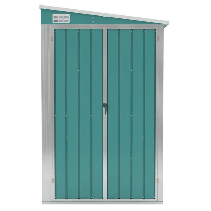 Galvanised Steel Wall-Mounted Garden Shed in Green (118 x 194 x 178cm) - Little and Giant Explorers vidaXL