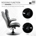 Black and white faux leather gaming chair with adjustable height and flip-up armrests