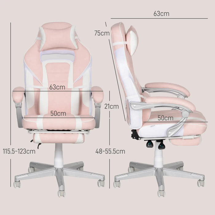 Gaming Chair | Pink with 150° Recline and Footrest - Little and Giant Explorers HOMCOM