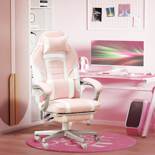 Gaming Chair | Pink with 150° Recline and Footrest - Little and Giant Explorers HOMCOM