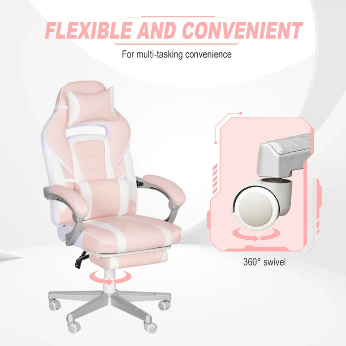 Gaming Chair | Pink with 150° Recline and Footrest - Little and Giant Explorers HOMCOM
