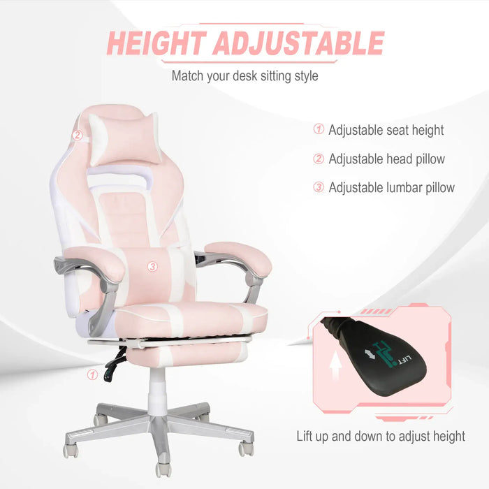 Gaming Chair | Pink with 150° Recline and Footrest - Little and Giant Explorers HOMCOM