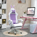 Gaming Chair with Removable Rabbit Ears, Footrest and Lumber Support in Purple - Little and Giant Explorers Vinsetto