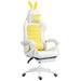 Gaming Chair with Removable Rabbit Ears, Footrest and Lumber Support in Yellow - Little and Giant Explorers Vinsetto