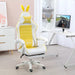 Gaming Chair with Removable Rabbit Ears, Footrest and Lumber Support in Yellow - Little and Giant Explorers Vinsetto