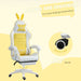 Gaming Chair with Removable Rabbit Ears, Footrest and Lumber Support in Yellow - Little and Giant Explorers Vinsetto