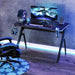 Gaming Desk with Carbon Fibre Surface with LED Lights in Black - Little and Giant Explorers HOMCOM