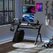 Gaming Desk with Carbon Fibre Surface with LED Lights in Black - Little and Giant Explorers HOMCOM