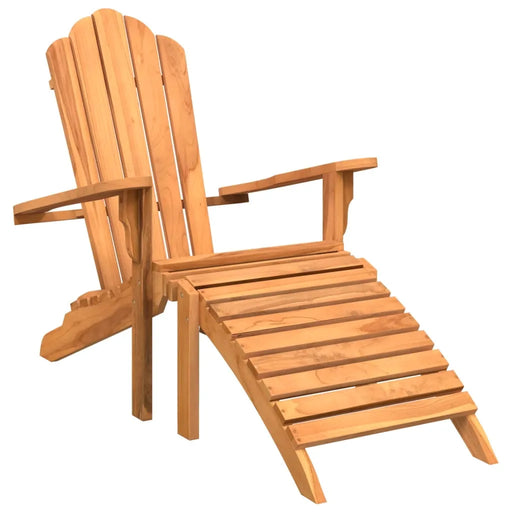 Garden Adirondack Chair with Footrest Solid Wood Teak - Little and Giant Explorers vidaXL