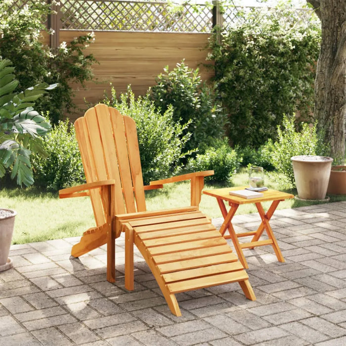 Garden Adirondack Chair with Footrest Solid Wood Teak - Little and Giant Explorers vidaXL