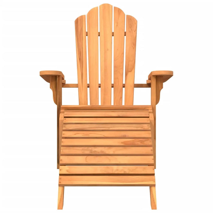 Garden Adirondack Chair with Footrest Solid Wood Teak - Little and Giant Explorers vidaXL