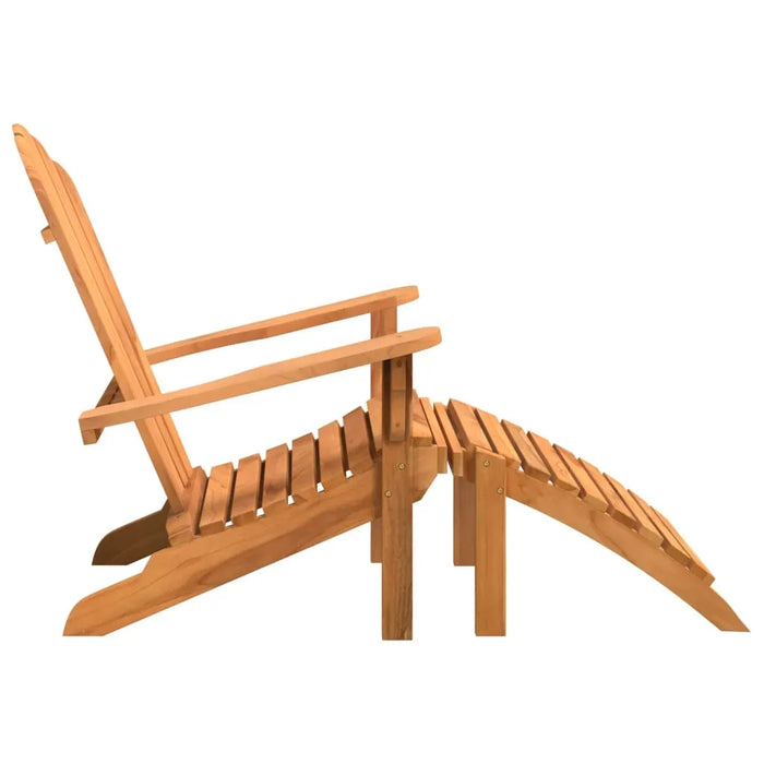 Garden Adirondack Chair with Footrest Solid Wood Teak - Little and Giant Explorers vidaXL