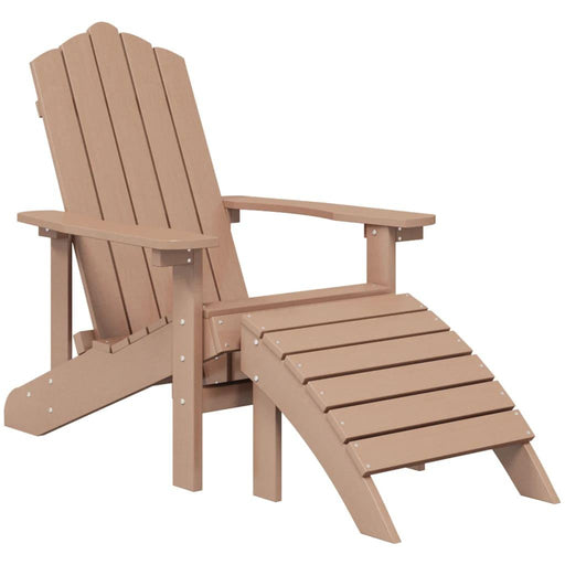 Garden Adirondack Chair with Footstool in Brown - Little and Giant Explorers vidaXL