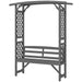 Garden Arbour with Bench | Wooden Pergola Seat in Grey - Little and Giant Explorers Outsunny