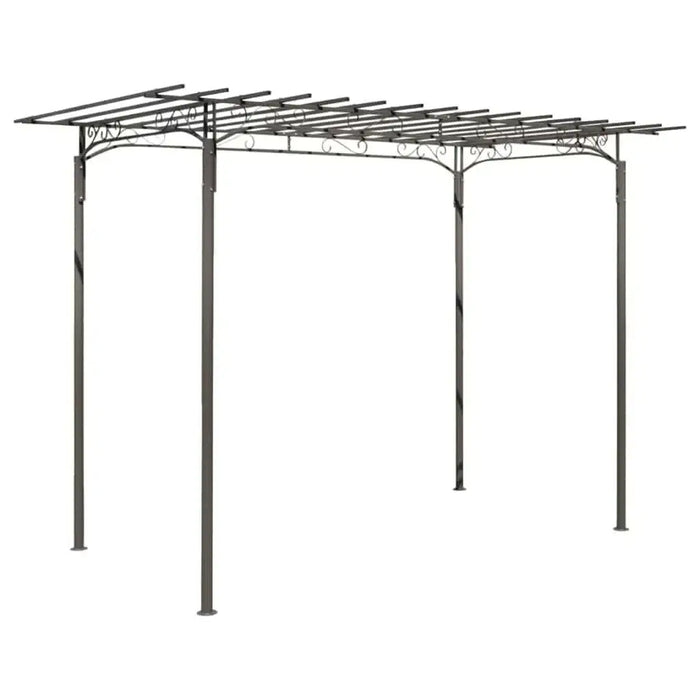 Brown steel garden arbour rose arch with pavilion shape and decorative scrollwork