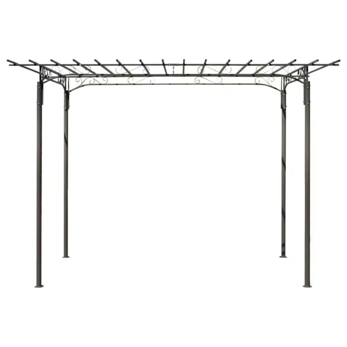 Brown steel garden arbour rose arch with pavilion shape and scrollwork design