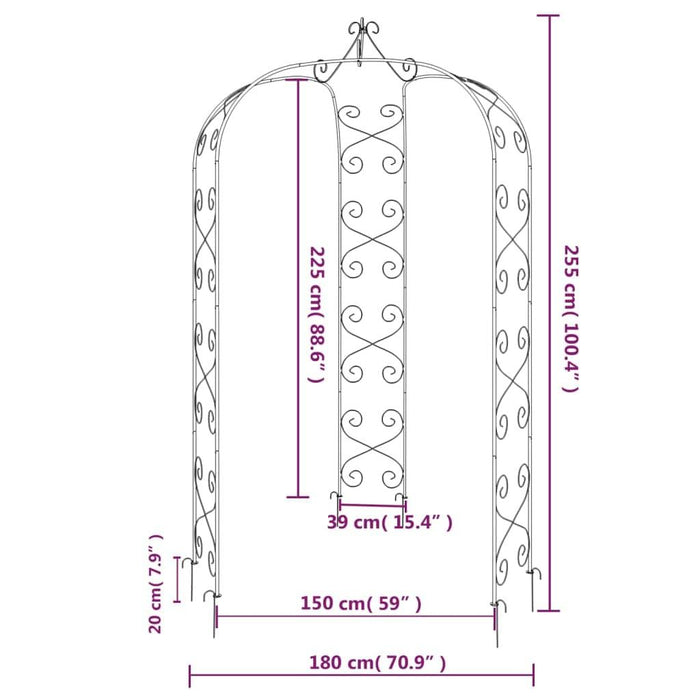 Garden Arch in Black and Steel - Little and Giant Explorers vidaXL