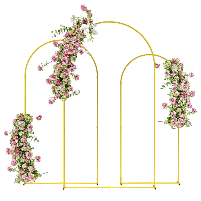 Wedding Arch Stands Gold Tone | Three-Piece Metal Set for Garden Events - Little and Giant Explorers Outsunny