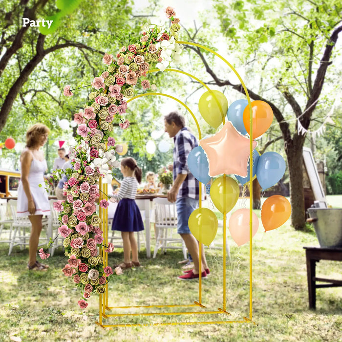 Wedding Arch Stands Gold Tone | Three-Piece Metal Set for Garden Events - Little and Giant Explorers Outsunny