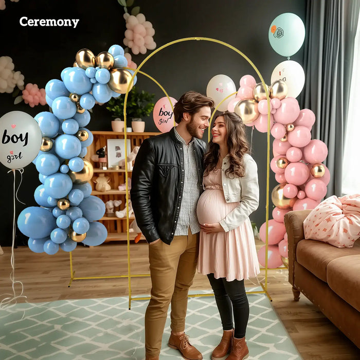 Wedding Arch Stands Gold Tone | Three-Piece Metal Set for Garden Events - Little and Giant Explorers Outsunny