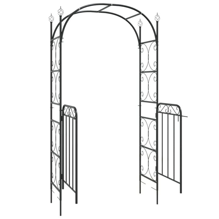 Garden Arch with Gate in Black and Steel (108 x 45 x 235cm) - Little and Giant Explorers vidaXL