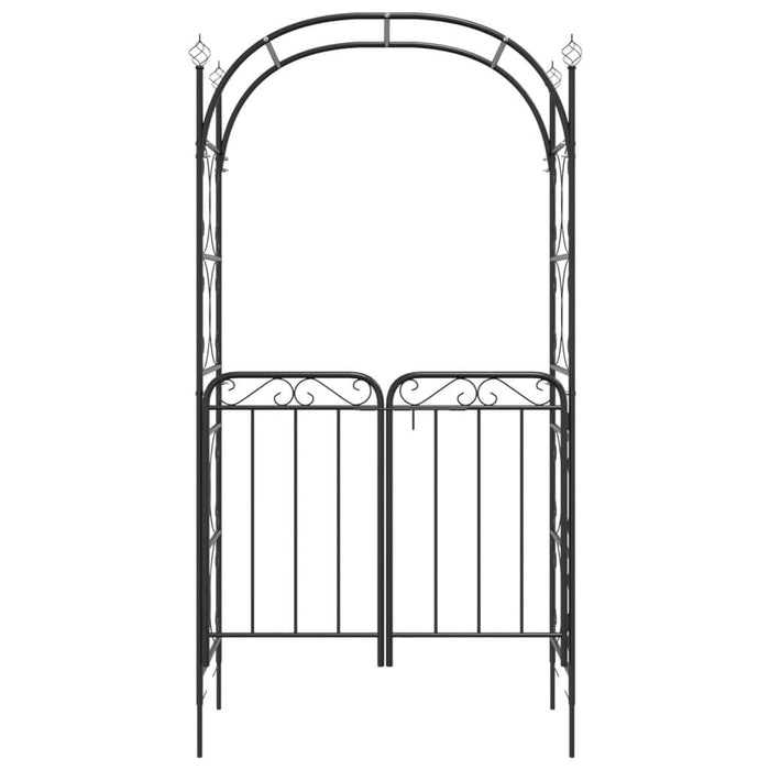 Garden Arch with Gate in Black and Steel (108 x 45 x 235cm) - Little and Giant Explorers vidaXL