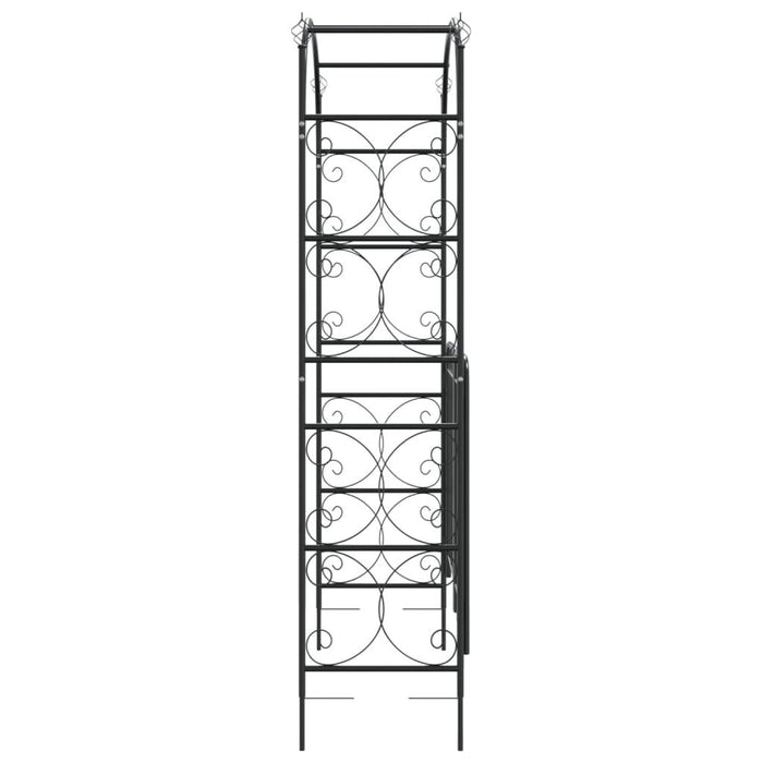 Garden Arch with Gate in Black and Steel (108 x 45 x 235cm) - Little and Giant Explorers vidaXL