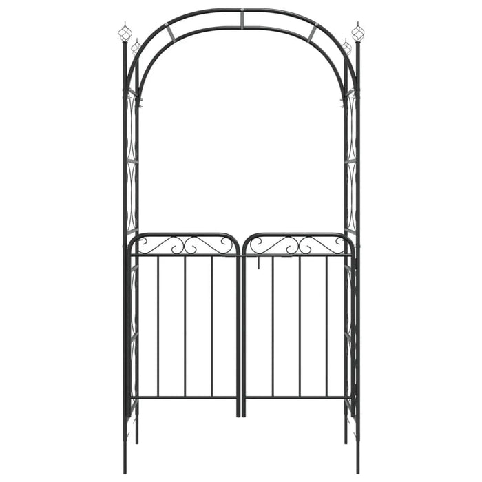 Garden Arch with Gate in Black and Steel (108 x 45 x 235cm) - Little and Giant Explorers vidaXL