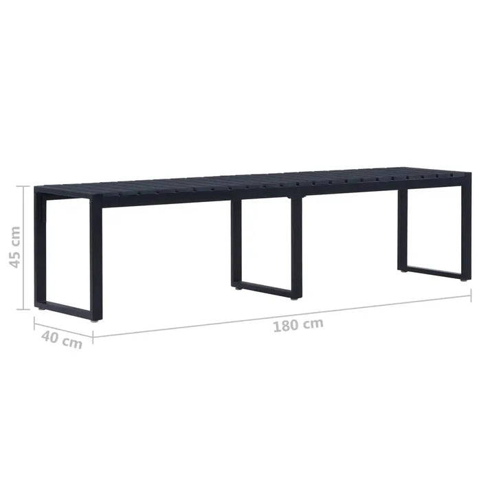Garden Bench – Black | Contemporary Outdoor Bench - PS Board Seat and Iron Frame VIDAXL